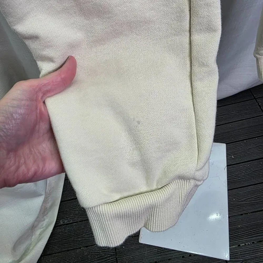 True Religion Cream Double Knit Branded Slim Joggers Size Large *Flaws*